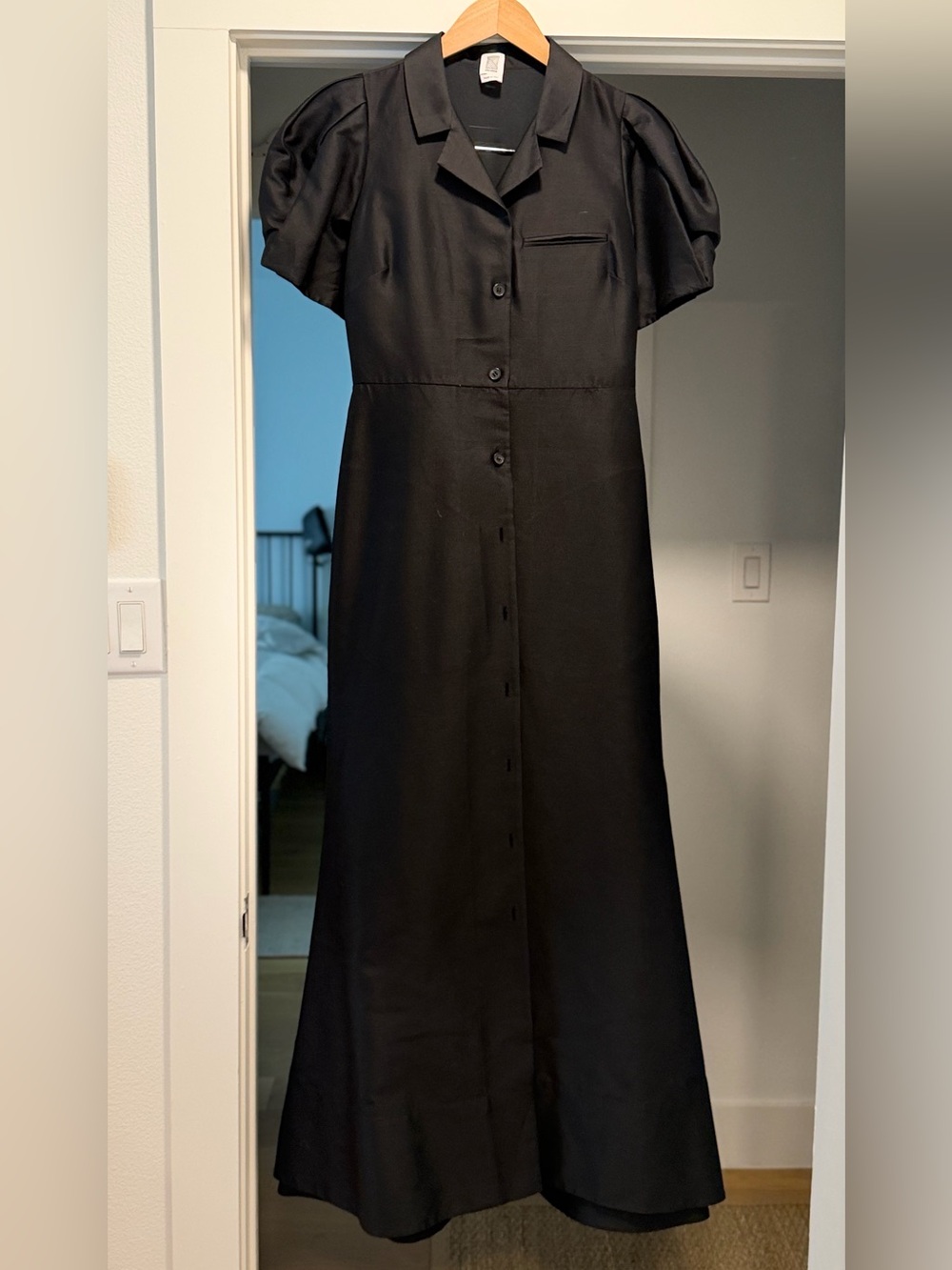 Rosie Assoulin Black Maxi Button-Front Dress